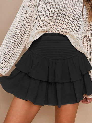Sonicelife 2024 New Fashion Woman Bottom Elegant Smock Tiered Ruffle Mini Skirt
