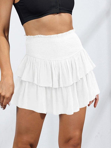 Sonicelife 2024 New Fashion Woman Bottom Elegant Smock Tiered Ruffle Mini Skirt