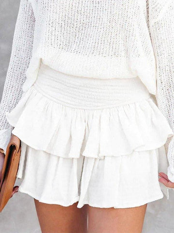 Sonicelife 2024 New Fashion Woman Bottom Elegant Smock Tiered Ruffle Mini Skirt