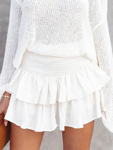 Sonicelife 2024 New Fashion Woman Bottom Elegant Smock Tiered Ruffle Mini Skirt