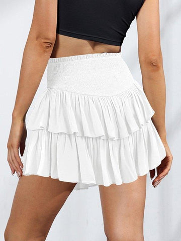 Sonicelife 2024 New Fashion Woman Bottom Elegant Smock Tiered Ruffle Mini Skirt