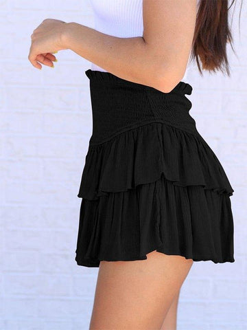 Sonicelife 2024 New Fashion Woman Bottom Elegant Smock Tiered Ruffle Mini Skirt