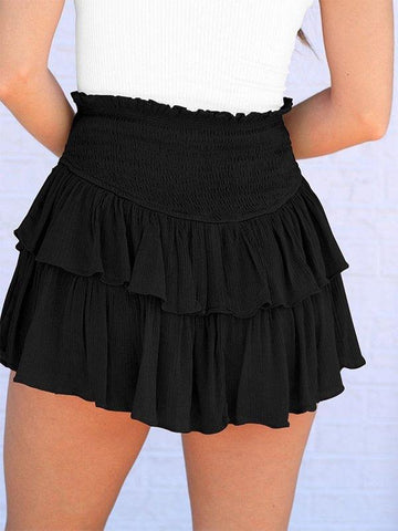 Sonicelife 2024 New Fashion Woman Bottom Elegant Smock Tiered Ruffle Mini Skirt
