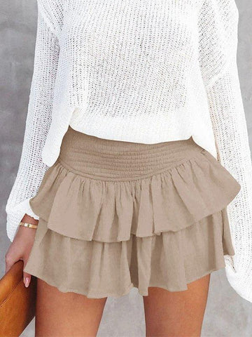 Sonicelife 2024 New Fashion Woman Bottom Elegant Smock Tiered Ruffle Mini Skirt