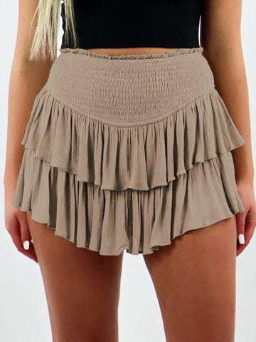 Sonicelife 2024 New Fashion Woman Bottom Elegant Smock Tiered Ruffle Mini Skirt