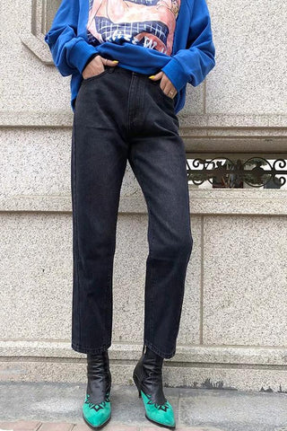 Sonicelife Woman jeans  Solid Color Vintage Slim Jeans