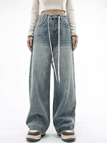 Sonicelife 2024 New Fashion Woman Bottom Elegant Splash 90s Boyfriend Jeans