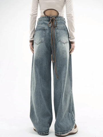 Sonicelife 2024 New Fashion Woman Bottom Elegant Splash 90s Boyfriend Jeans
