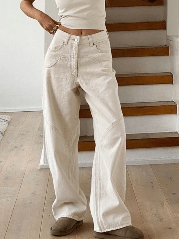 Sonicelife 2024 New Fashion Woman Bottom Elegant Splice Straight Leg Cargo Jeans