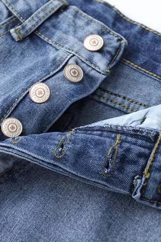 Sonicelife Woman jeans  Streetwear Buttons Straight Jeans