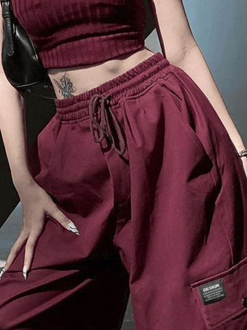 Sonicelife 2024 New Fashion Woman Bottom Elegant Vintage Baggy Cargo Pants