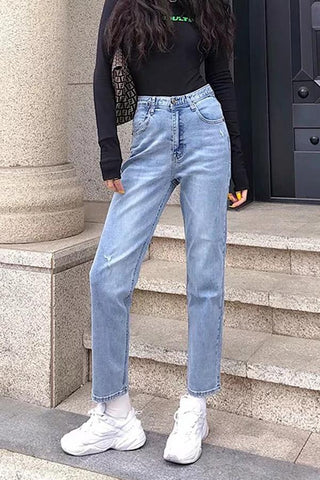 Sonicelife Woman jeans  Vintage High-waisted Straight Jeans