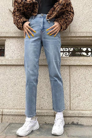 Sonicelife Woman jeans  Vintage High-waisted Straight Jeans